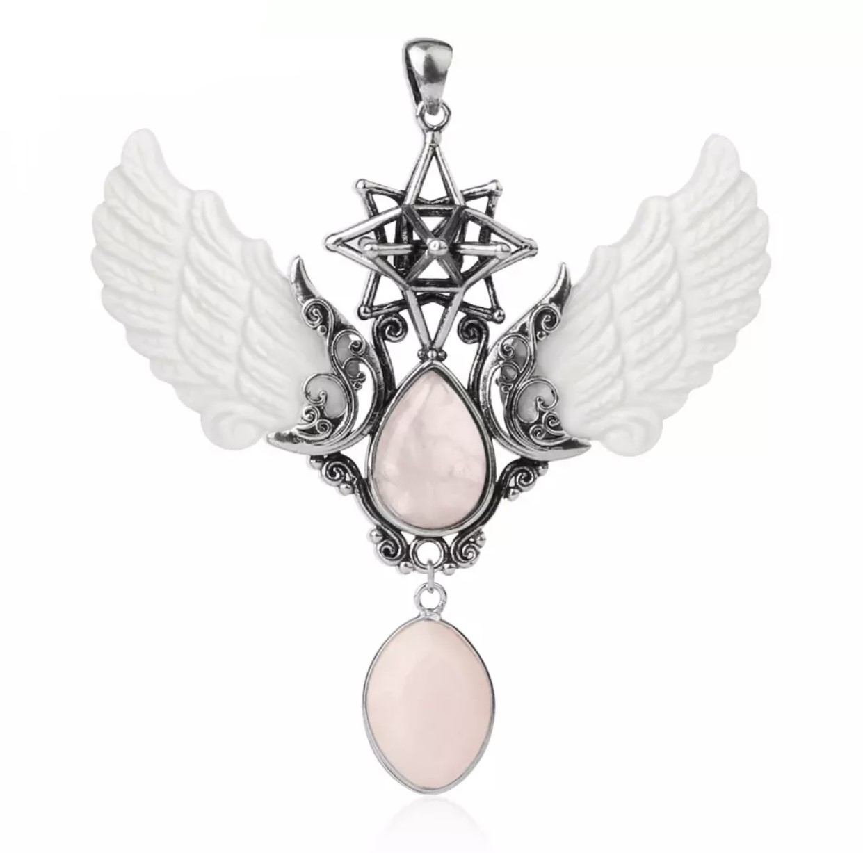 Rose Quartz Merkaba Pendant - Mortal Temple
