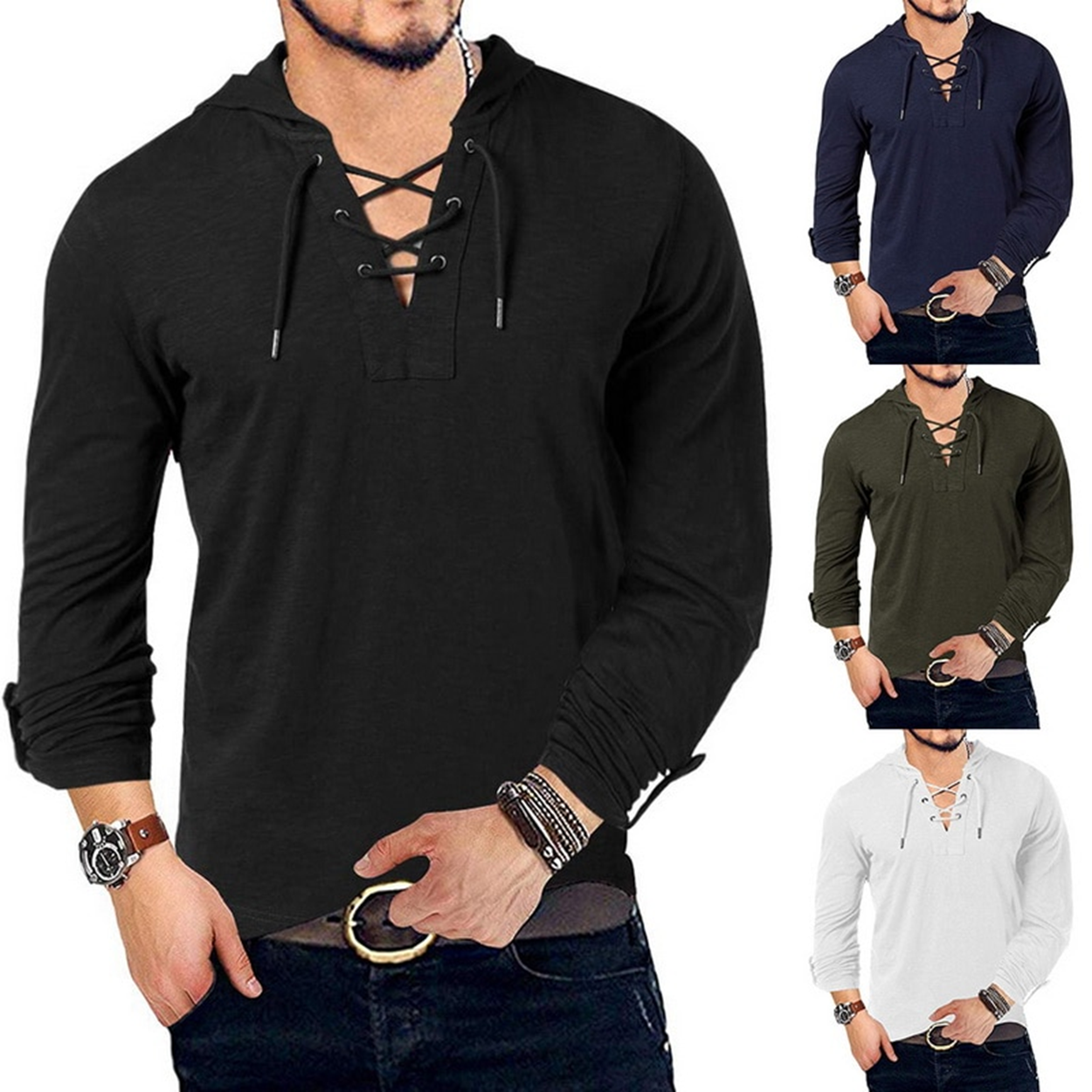 hooded henley shirt